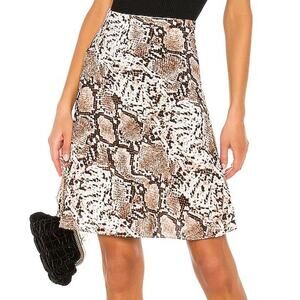 Majorelle Revolve Sexy Bias Cut Black Tan Snake Print Mini Rudy Slip Skirt LARGE